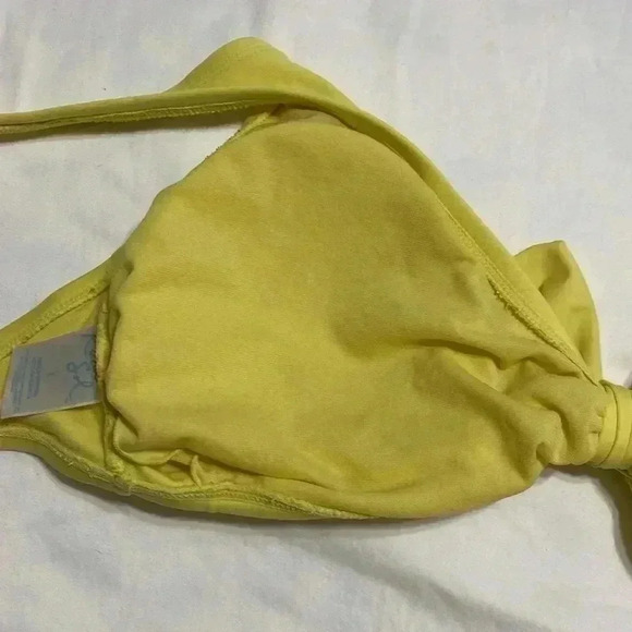 Kona Sol Yellow Size Large Bikini Top with a Front Tie, Knot and Gold Trim. - Picture 4 of 9